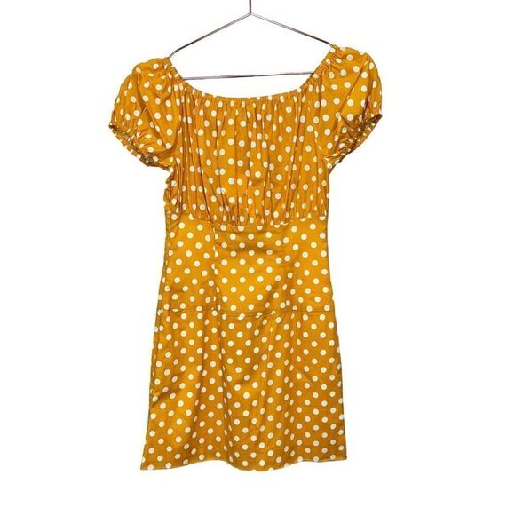 NWT Caroline Constas Calla Polka Dot Puff Sleeve Mini Dress Yellow White Size XS - Picture 7 of 11